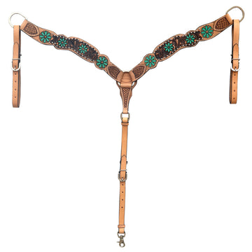Hilason Western Horse Floral Hand Painted American Leather Headstall Tan
